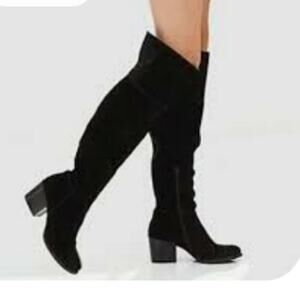 STEVE MADDEN BLACK ORABELLA TALL BOOTS ZIP BACK SIZE 6.5
